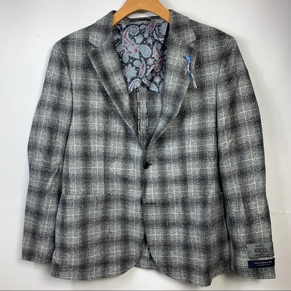 Tailorbyrd Slim Fit Sport Coat 42R Gray Plaid $395 - Picture 2 of 15
